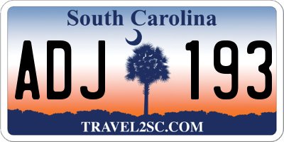 SC license plate ADJ193