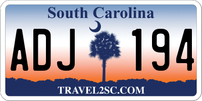 SC license plate ADJ194