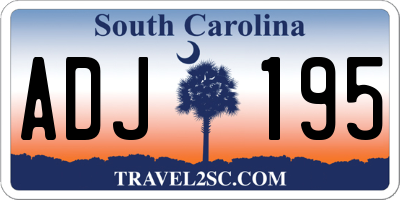 SC license plate ADJ195
