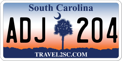 SC license plate ADJ204
