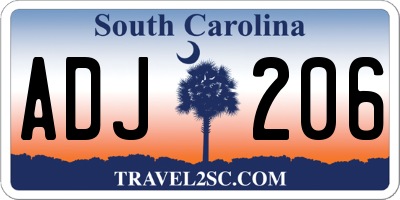SC license plate ADJ206