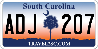 SC license plate ADJ207