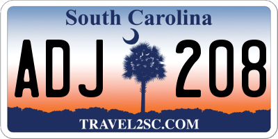 SC license plate ADJ208