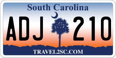 SC license plate ADJ210