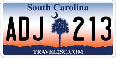 SC license plate ADJ213
