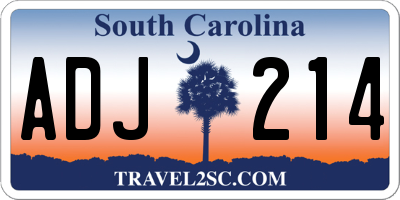 SC license plate ADJ214