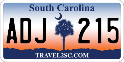 SC license plate ADJ215