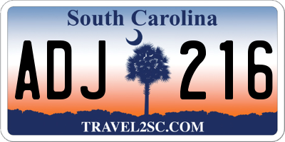 SC license plate ADJ216