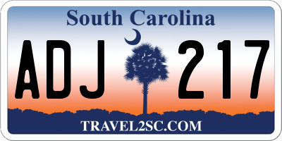 SC license plate ADJ217