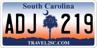 SC license plate ADJ219