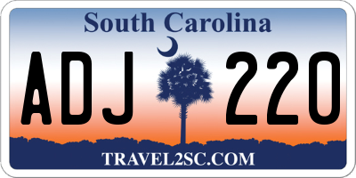 SC license plate ADJ220