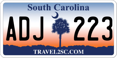 SC license plate ADJ223