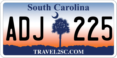 SC license plate ADJ225