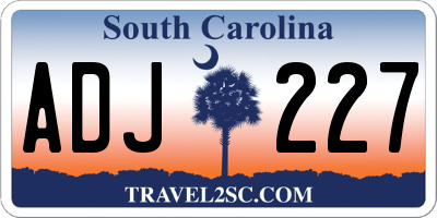 SC license plate ADJ227