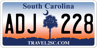 SC license plate ADJ228