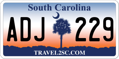 SC license plate ADJ229