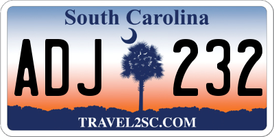 SC license plate ADJ232