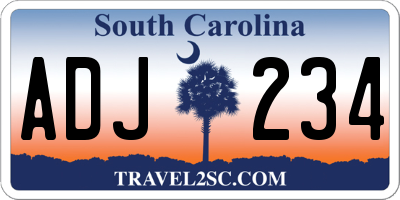 SC license plate ADJ234
