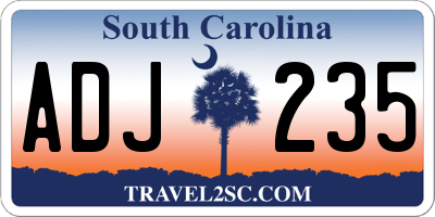 SC license plate ADJ235