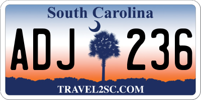 SC license plate ADJ236