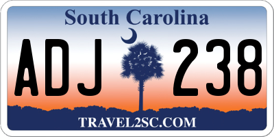 SC license plate ADJ238