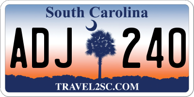 SC license plate ADJ240