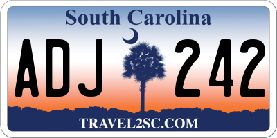 SC license plate ADJ242