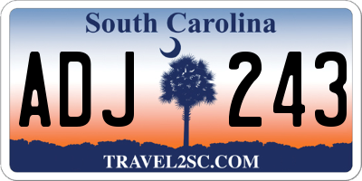SC license plate ADJ243
