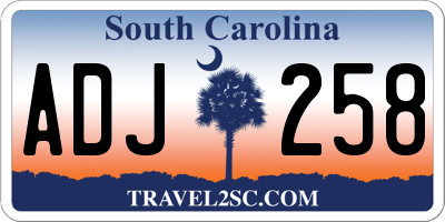 SC license plate ADJ258