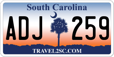 SC license plate ADJ259