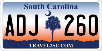SC license plate ADJ260