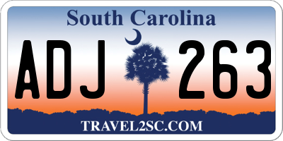 SC license plate ADJ263