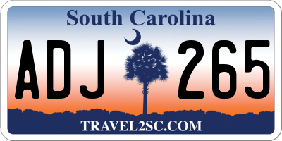 SC license plate ADJ265