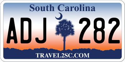 SC license plate ADJ282
