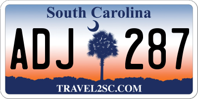 SC license plate ADJ287