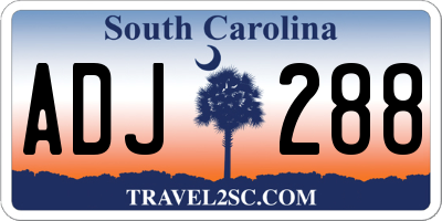 SC license plate ADJ288