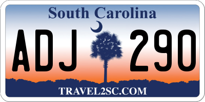 SC license plate ADJ290