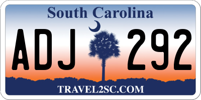 SC license plate ADJ292