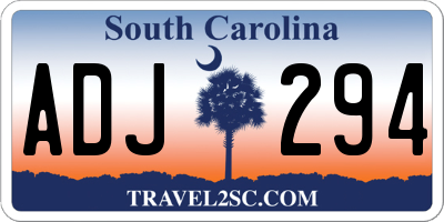 SC license plate ADJ294