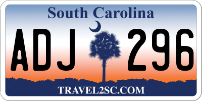 SC license plate ADJ296