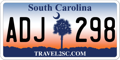 SC license plate ADJ298