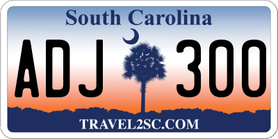 SC license plate ADJ300