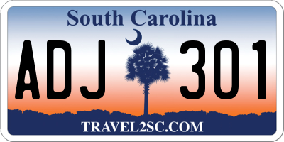 SC license plate ADJ301