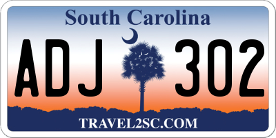 SC license plate ADJ302