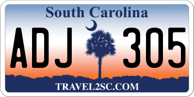 SC license plate ADJ305