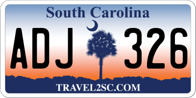 SC license plate ADJ326