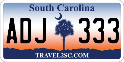SC license plate ADJ333
