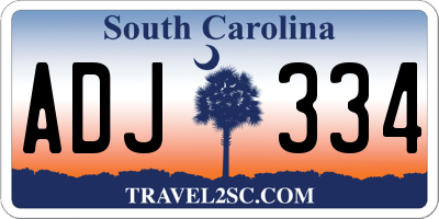 SC license plate ADJ334