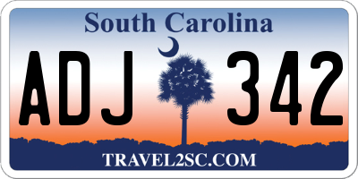 SC license plate ADJ342