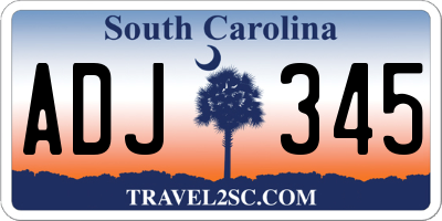 SC license plate ADJ345